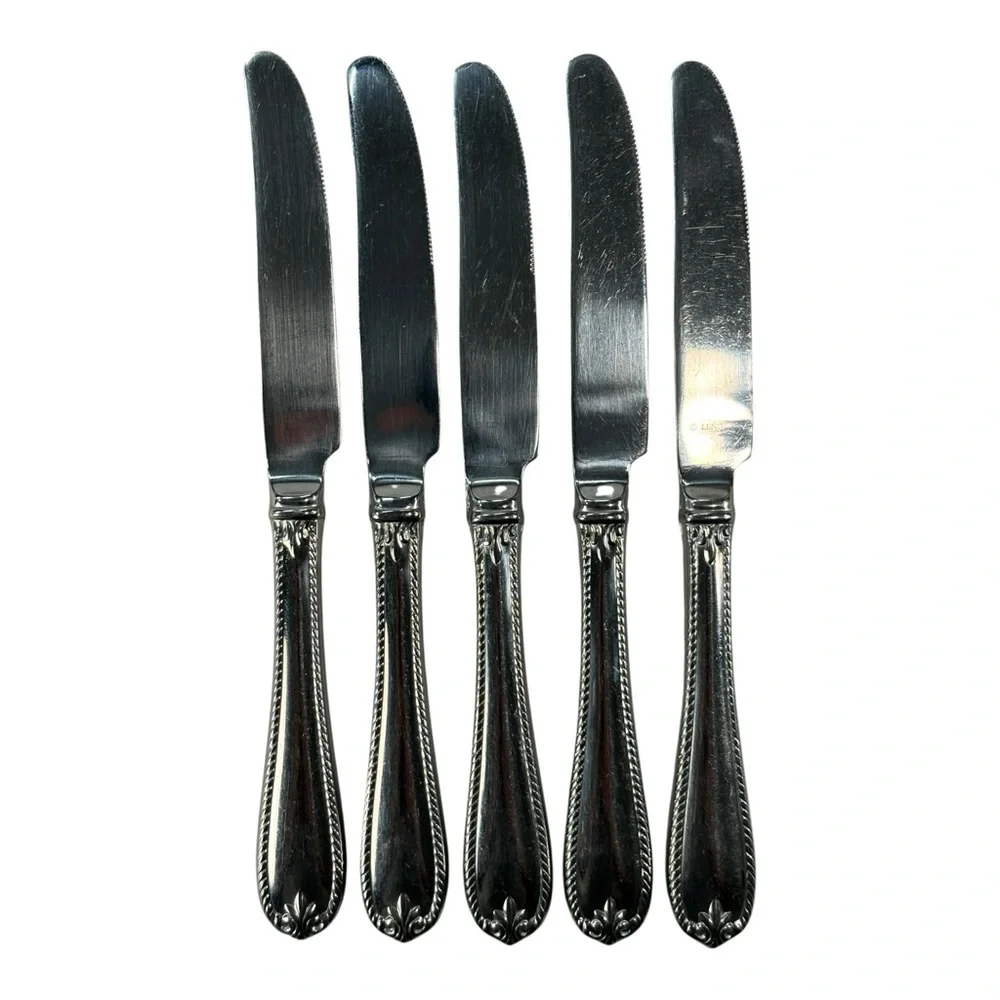 5 - Lenox Tudor Bead Augusta 18/10 Stainless Steel Flatware Dinner Knives